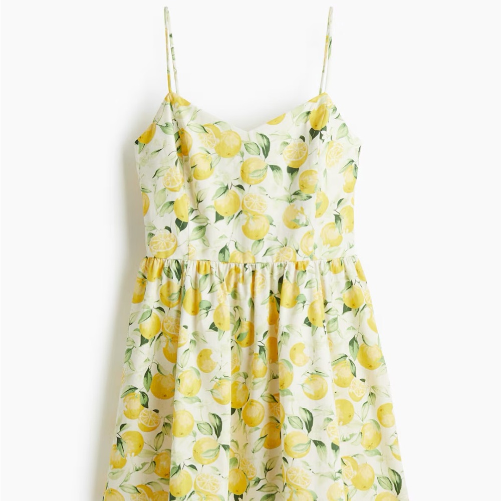 H&M Lemon Print Mini Dress - Yellow and Green